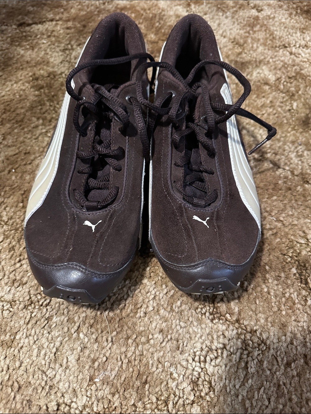 Puma Men’s Dark Brown and White Suede Sneakers